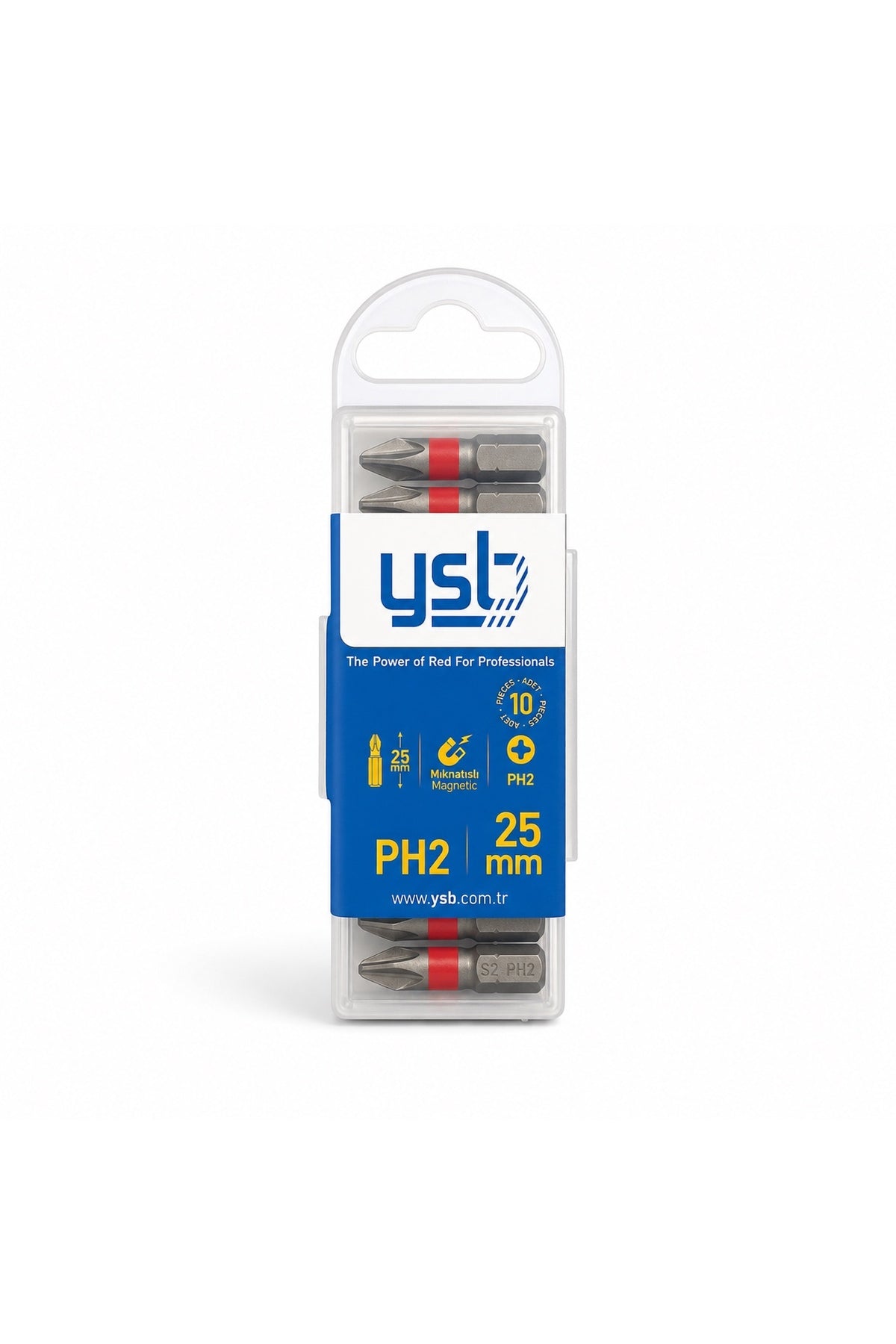 YSB Mıknatıslı Ph2 Yıldız Bits Uç 25 mm Tayvan Pro S2 Çelik Tornavida ve Vidalama Ucu 10'lu Paket
