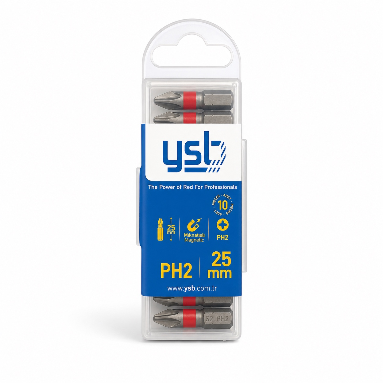 YSB Mıknatıslı Ph2 Yıldız Bits Uç 25 mm Tayvan Pro S2 Çelik Tornavida ve Vidalama Ucu 10'lu Paket