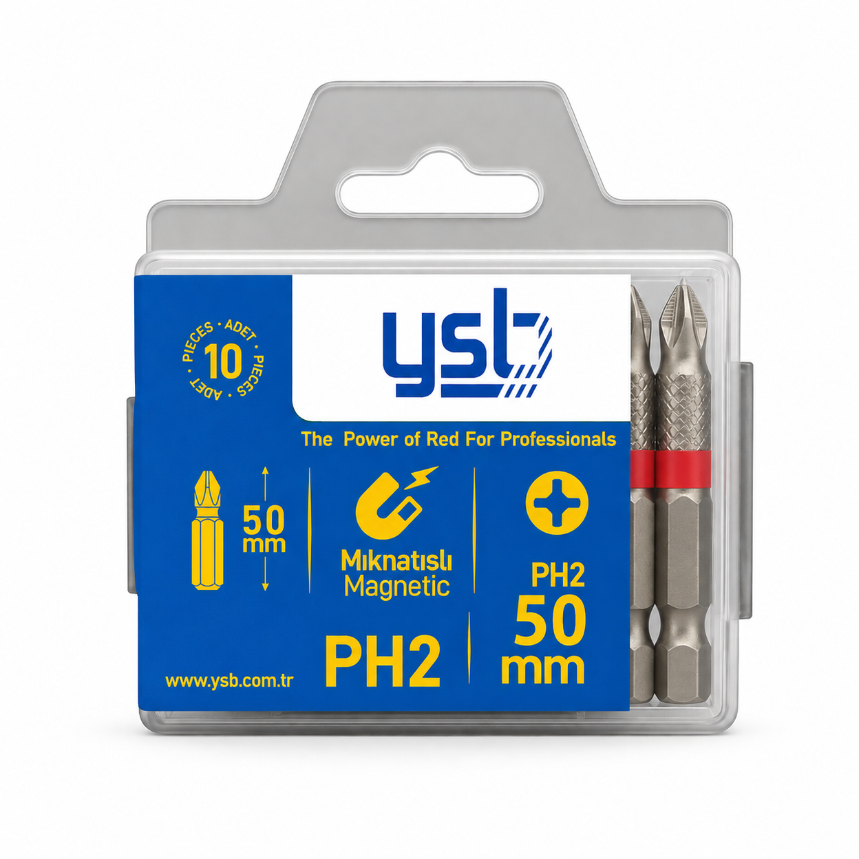 YSB Mıknatıslı Ph2 Yıldız Bits Uç 50 mm Tayvan Pro S2 Çelik Tornavida ve Vidalama Ucu 10'lu Paket