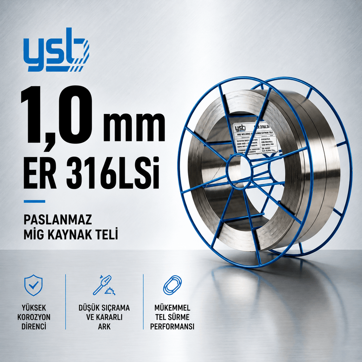 YSB 1 mm ER316LSİ Paslanmaz MIG Kaynak Teli (15 Kg)
