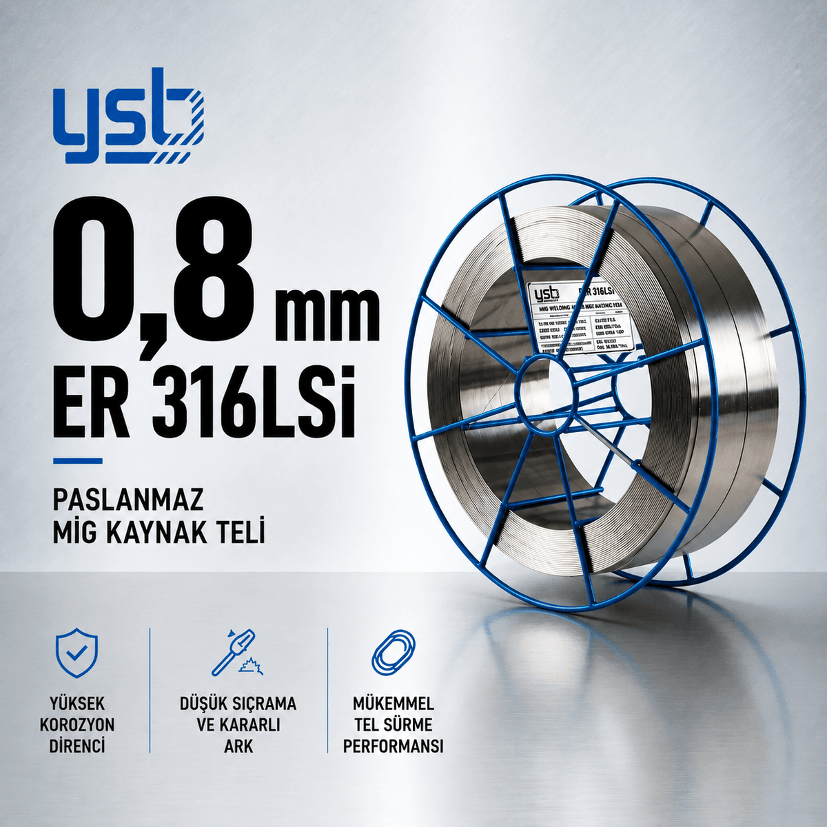 YSB 0,8 mm ER316LSİ Paslanmaz MIG Kaynak Teli (15 Kg)