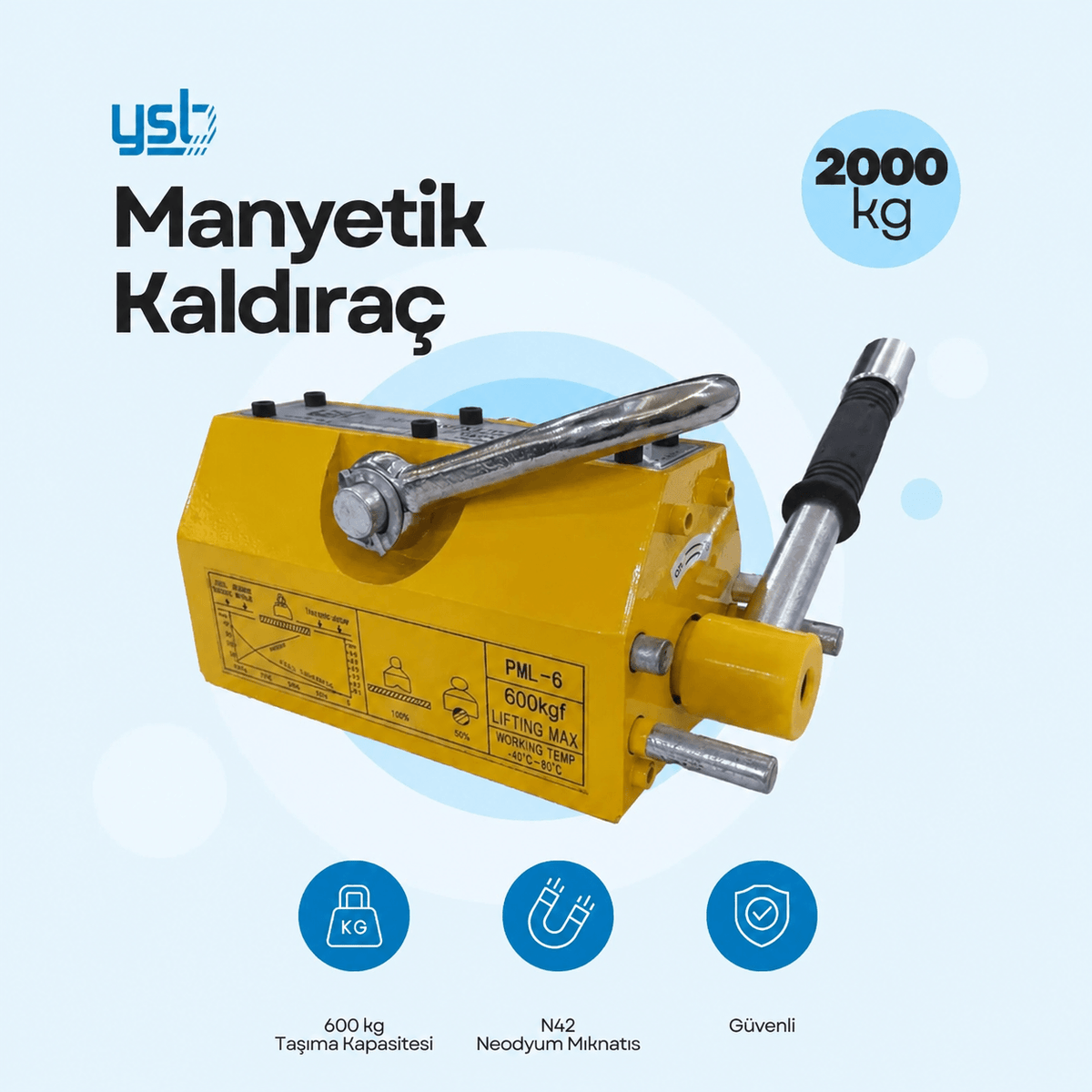 YSB Manyetik Kaldıraç 2000 Kg