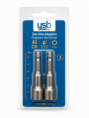 YSB 10 mm Manyetik Çatı Vida Adaptörü Lokma Uç 65 mm CRV Çelik 2'li Paket