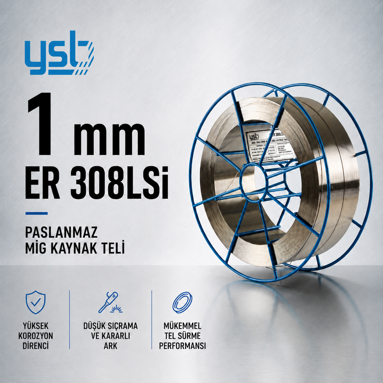 YSB 1 mm ER308LSİ Paslanmaz MIG Kaynak Teli (15 Kg)