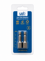 YSB 8 mm Manyetik Çatı Vida Adaptörü Lokma Uç 48 mm CRV Çelik 2'li Paket