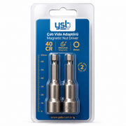 YSB 8 mm Manyetik Çatı Vida Adaptörü Lokma Uç 65 mm CRV Çelik 2'li Paket