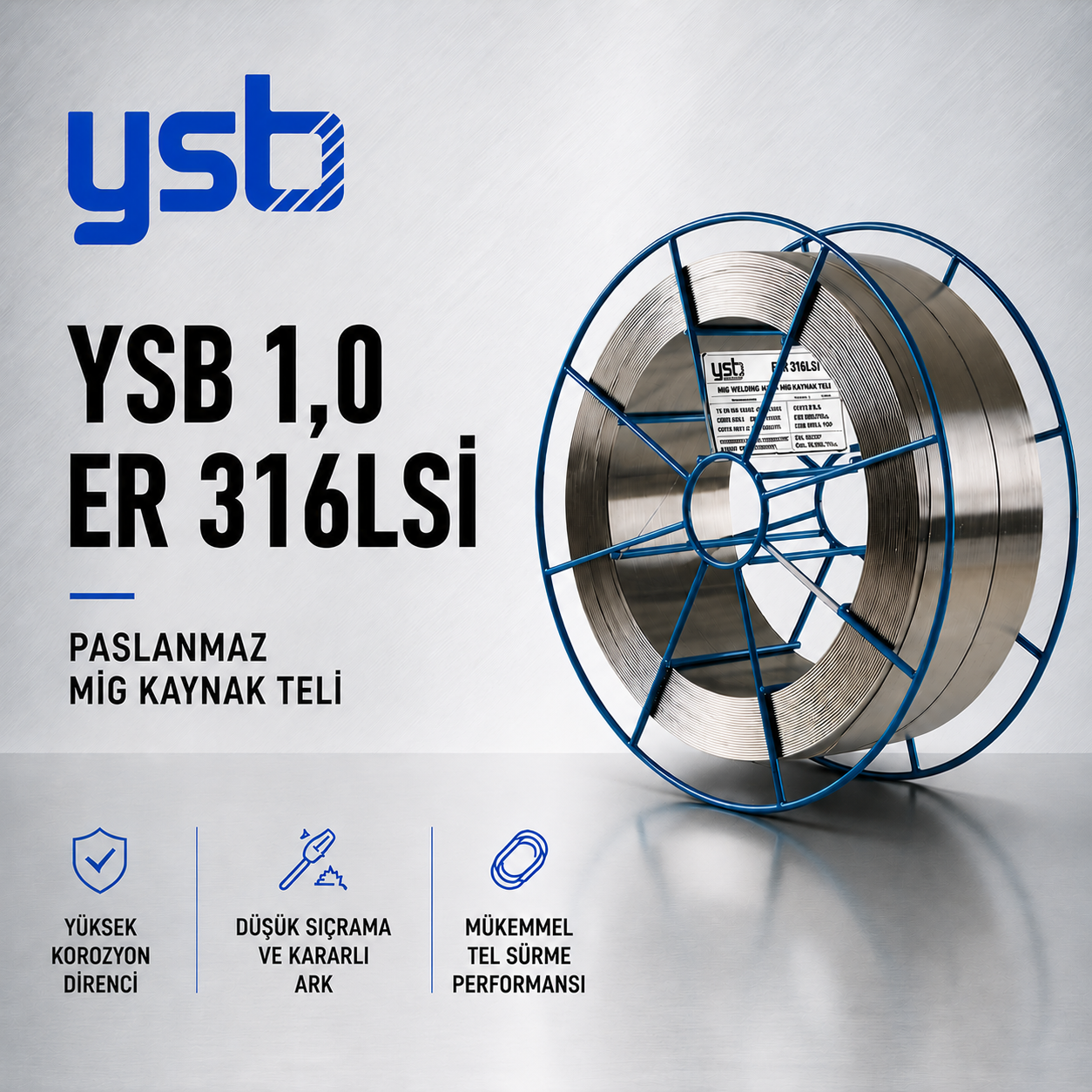 YSB 1 mm ER316LSİ Paslanmaz MIG Kaynak Teli (15 Kg)