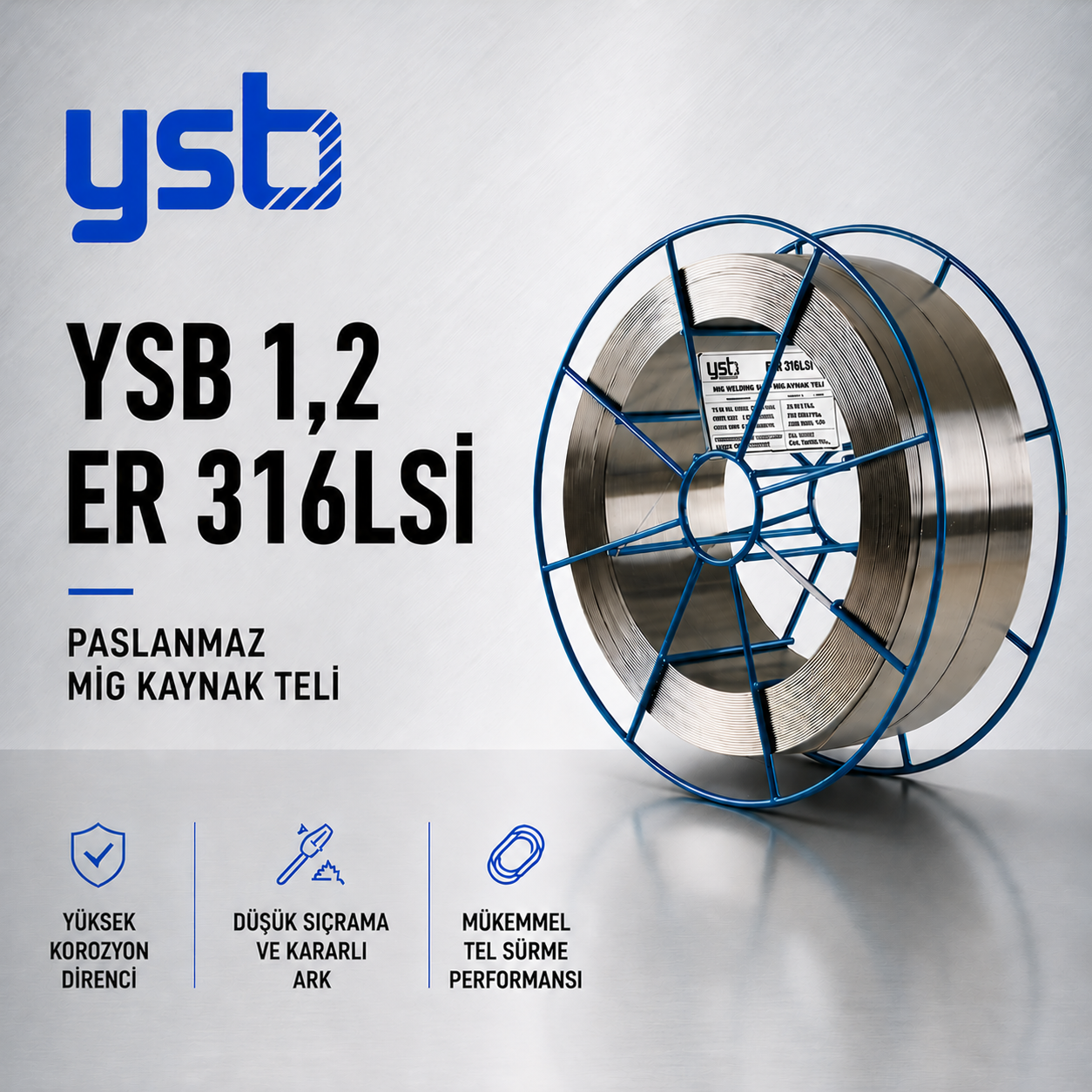 YSB 1,2 mm ER316LSİ Paslanmaz MIG Kaynak Teli (15 Kg)