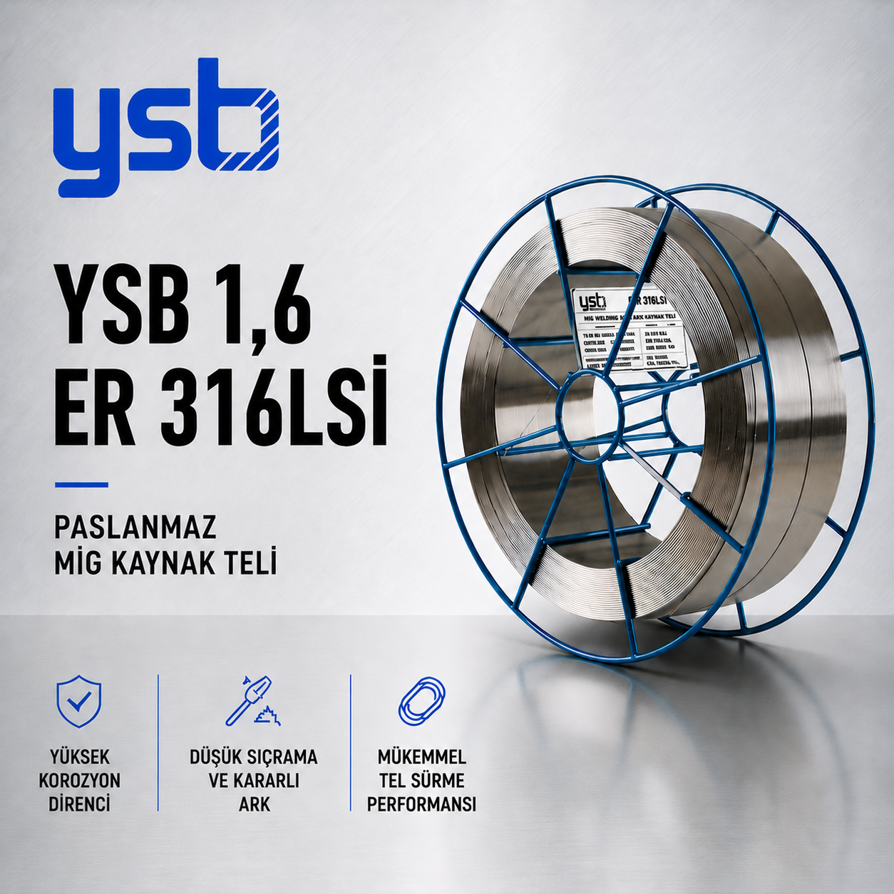 YSB 1,6 mm ER316LSİ Paslanmaz MIG Kaynak Teli (15 Kg)