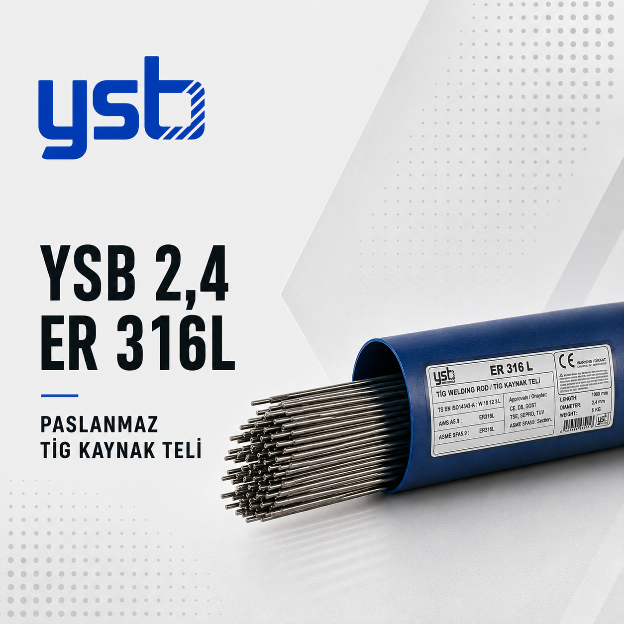YSB 2,4*1000 ER316L Paslanmaz Tig Kaynak Teli (5 Kg)