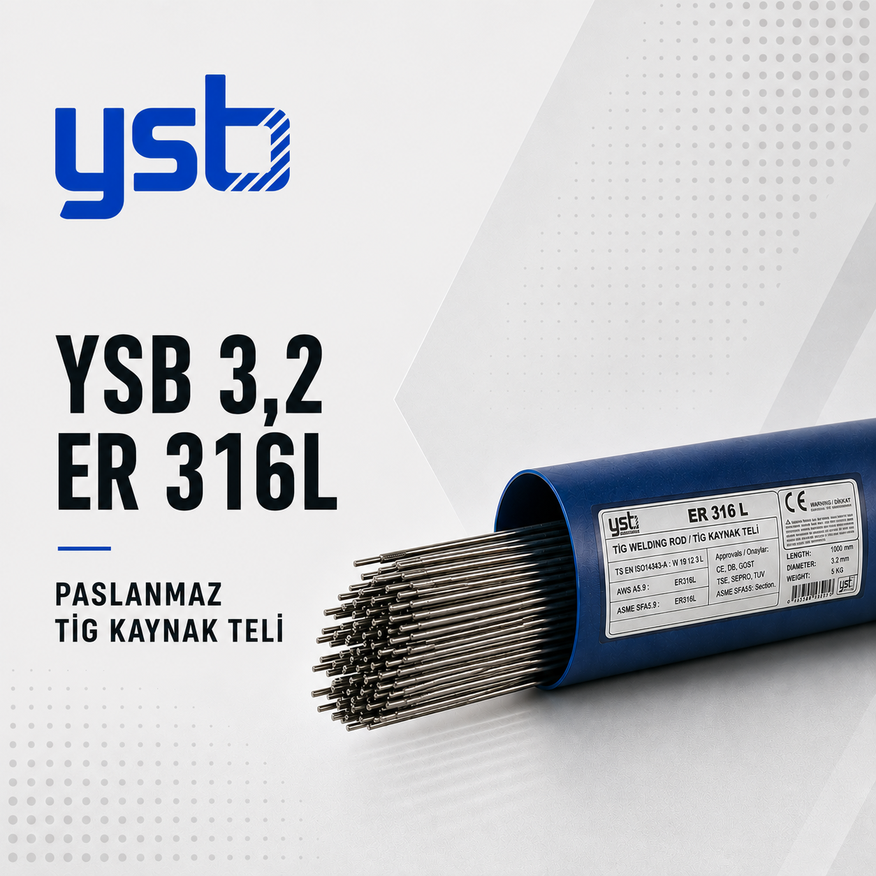 YSB 3,2*1000 ER316L Paslanmaz Tig Kaynak Teli (5 Kg)