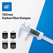 YSB 150 mm Karbon Fiber Kompozit Dijital Kumpas