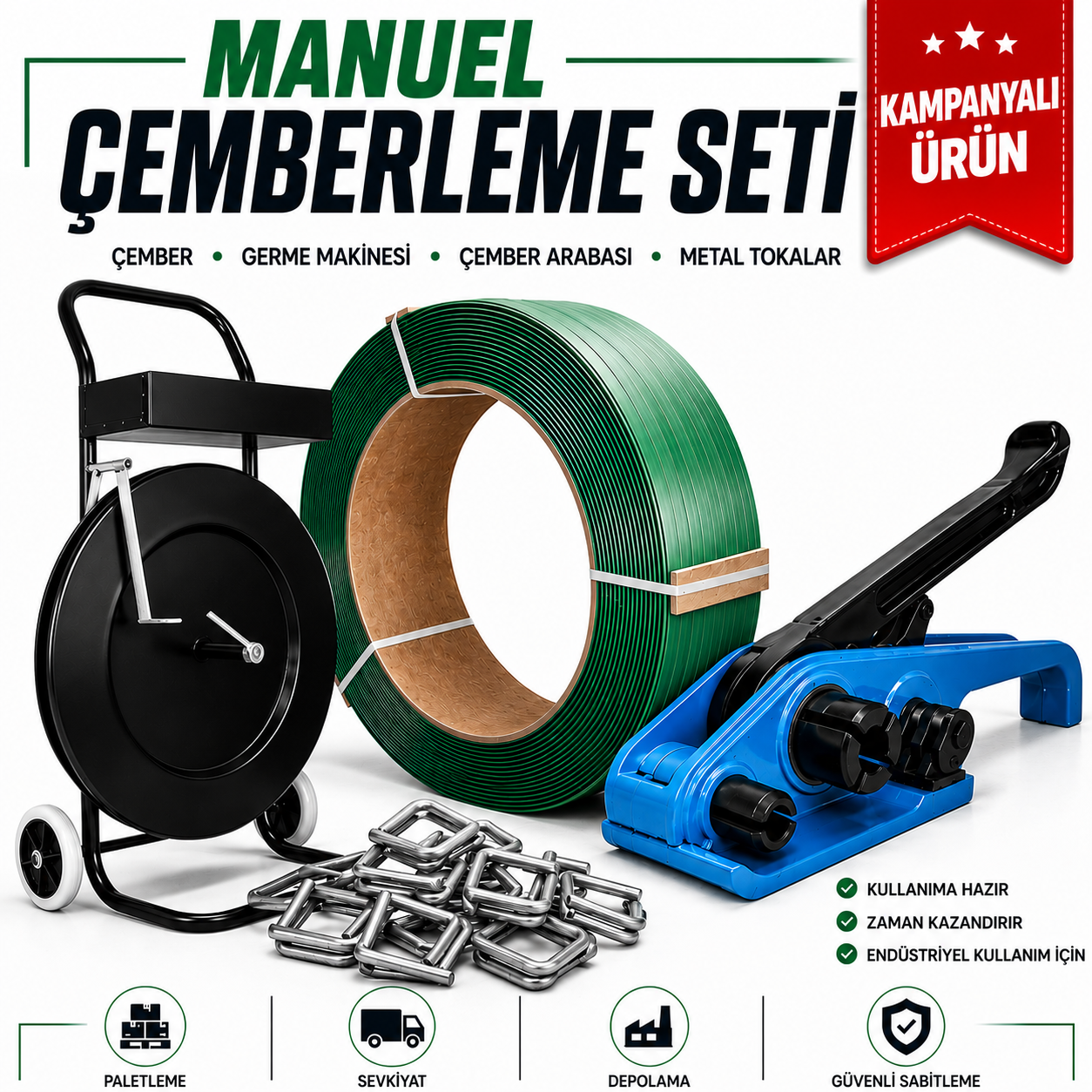 YSB Manuel Polyester Çember Germe Seti 4 Ürün 1 Arada
