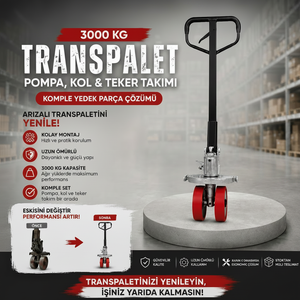 YSB 3000 kg Transpalet Pompası Kol ve Teker Takımı